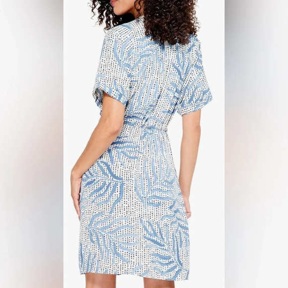 NIC+ZOE Women's Palm Dot Dress Faux Wrap Tie Waist With Pockets XS - Picture 4 of 6